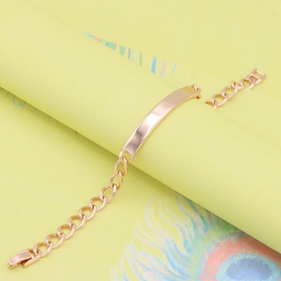 "Minimalist Rose Gold Bracelet with Polished Plate Accent, XPBL1080 - Picture 12 of 12